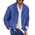 thumbnail image 1 of eileial Men's Slim Fitting Linen Jacket Cotton Lightweight Button Blazer Casual Sport Button-Down Coat Lightweight Work Shacket,Blue L, 1 of 4