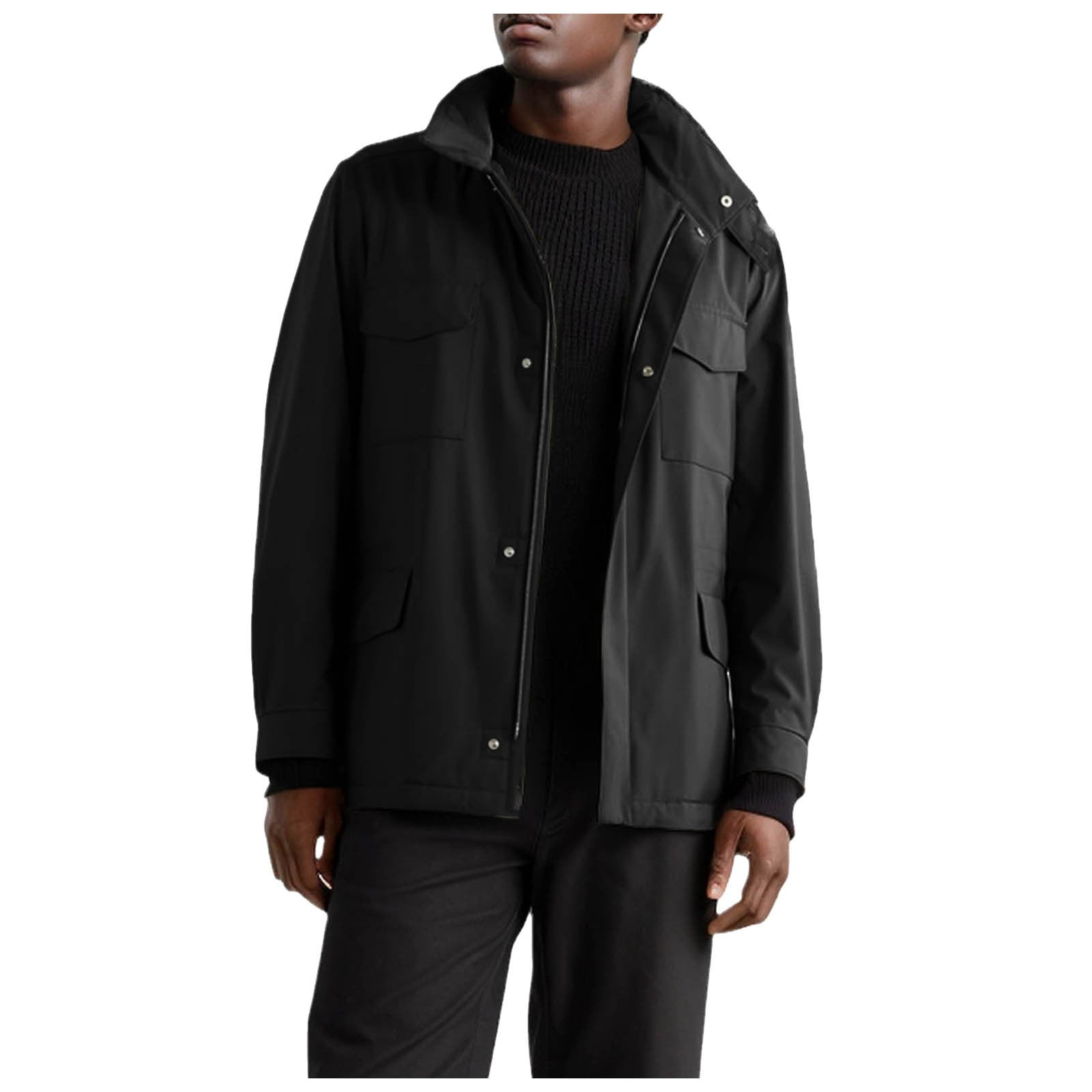 eileial Men's Softsheell Water Resistant Fleece Lined Jacket,Black L