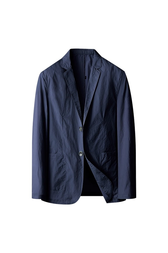 Men's Sport Coats & Blazers, Business Leisure Spring/Summer Thin Single Western Solid Color Suit Collar Single Sunscreen Suit Coat, Jackets for Men, Mens Winter Coats,Navy XL