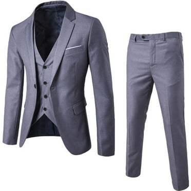 eileial Men's Suit Slim 3 Piece Suit Business Wedding Party Jacket Vest & Pants Coat Suits for Men,Gray XL
