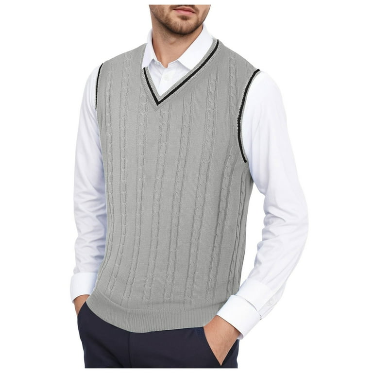 eileial Men's Sweater Vest Classic V-Neck Knitted Pullover