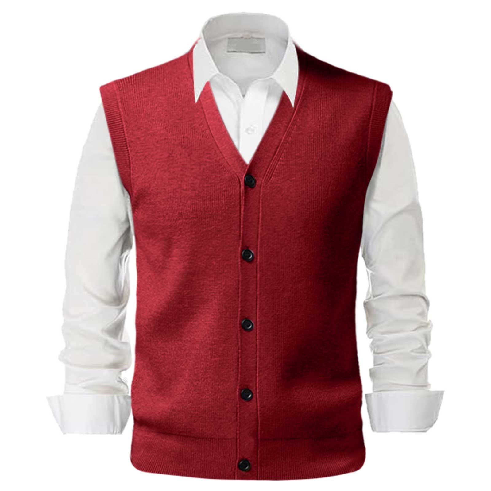 eileial Men's Sweater Vest V-Neck Sleeveless Cable Knitted Cardigan ...