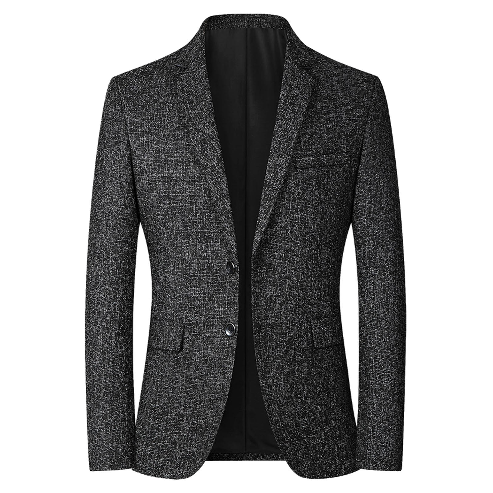 eileial Men's Two Button Velvet Suit Jacket Working Buttonholes Blazer