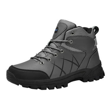 eileial Men's Waterproof Leather Mid Hiking Boots Outdoor Non-Slip Lightweight Trekking Sneakers,Gray 11.5