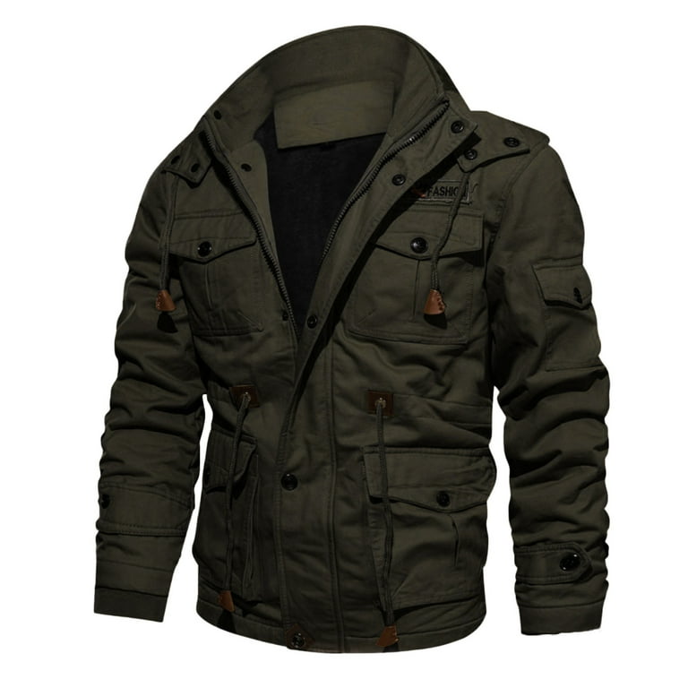 eileial Men's Winter Jacket Cotton Military Jackets Fleece Lined