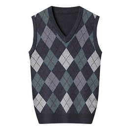 Toptie Men's 100% Cotton Knit Sweater Vest, V Neck Cable