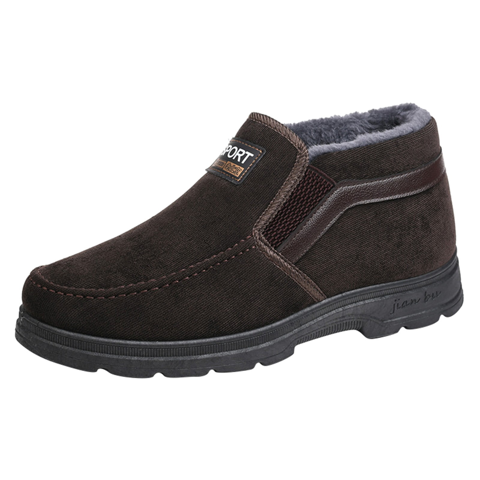 eileial Mens Comfort Shoe Round Toe Winter Shoes Slip On Snow Boots Cold Weather Lightweight Loafers Warm Plush Lining,A 11