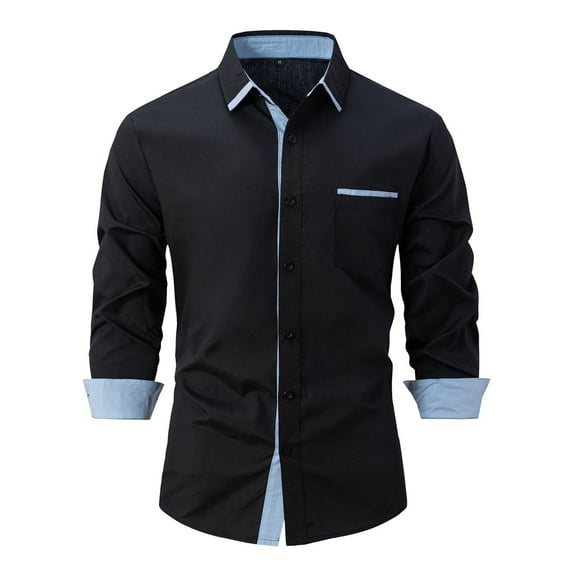 eileial Mens Dress Shirts Regular Fit Long Sleeve Stretch Business Dress Shirts for Men,Black XXXL