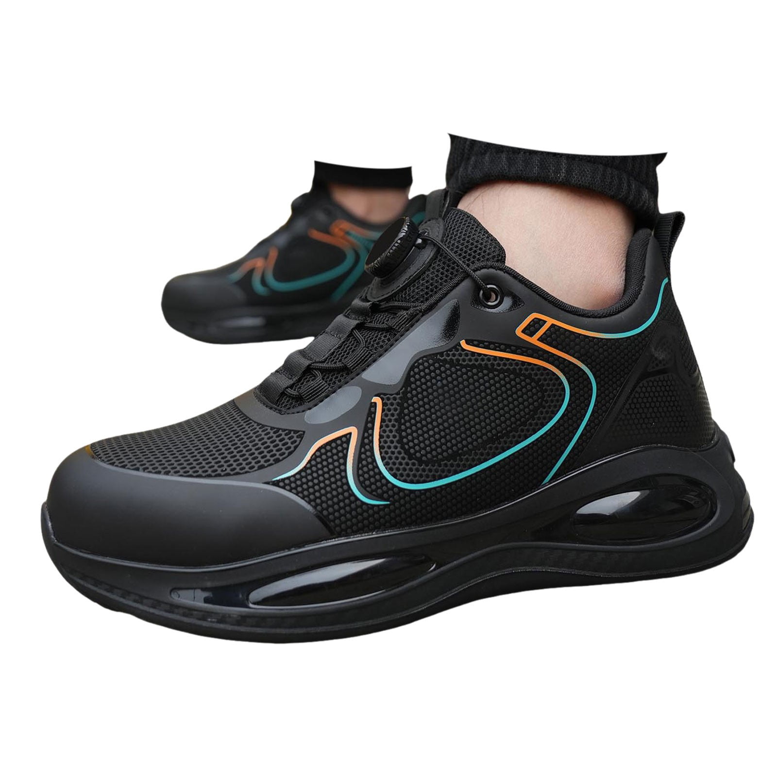 eileial Mens Extra Wide Walking Shoes for Flat Foot Heel Pain Relief,Mint Green 7.5