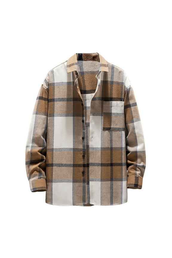 Mens Flannel Shirts Shackets Casual Button Down Long Sleeve Plaid Shirt Lightweight Jackets with Pockets,Yellow XXXL