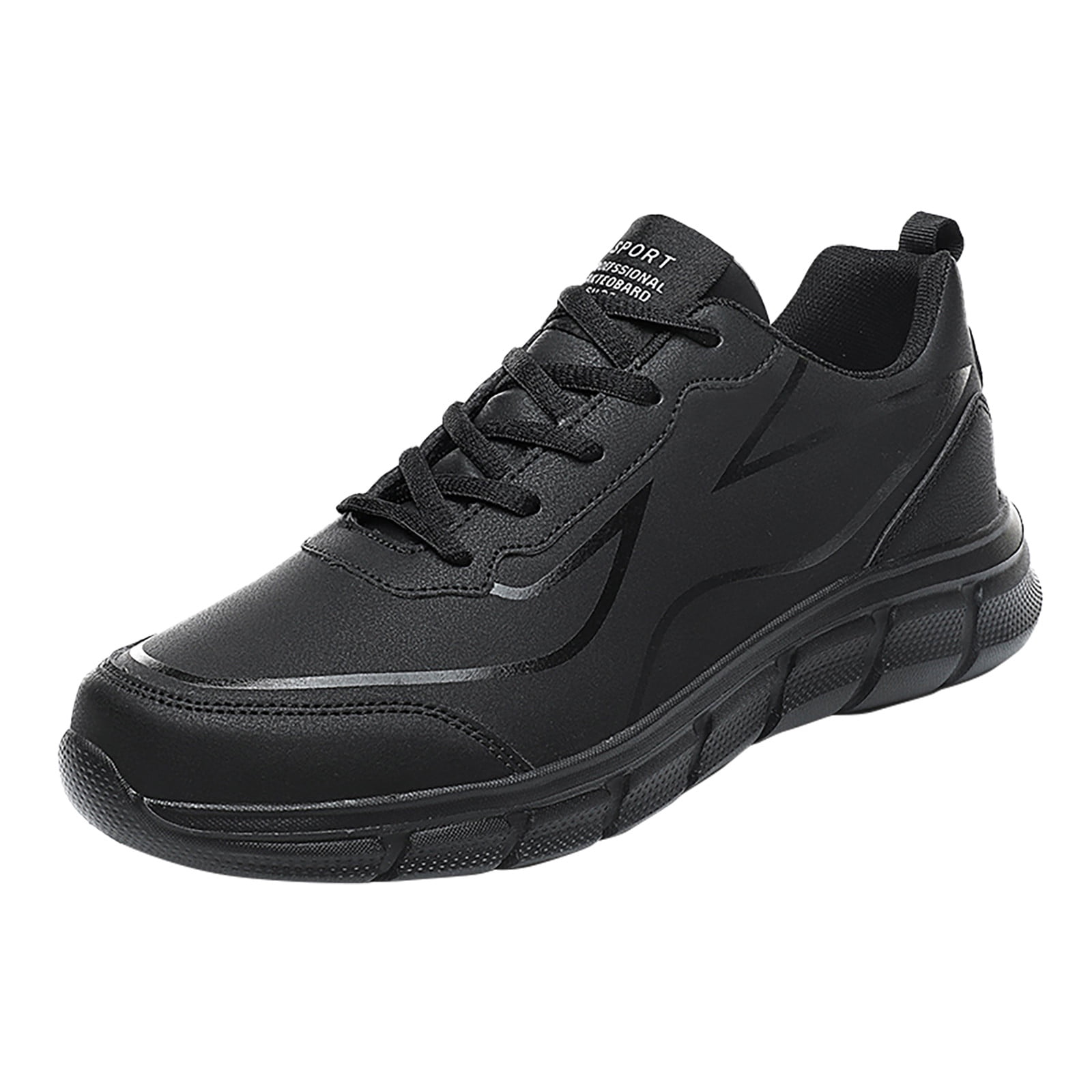 eileial Mens Sneakers Leather Running Shoes Trainers Sneaker Casual Hiking Shoes,Black 9