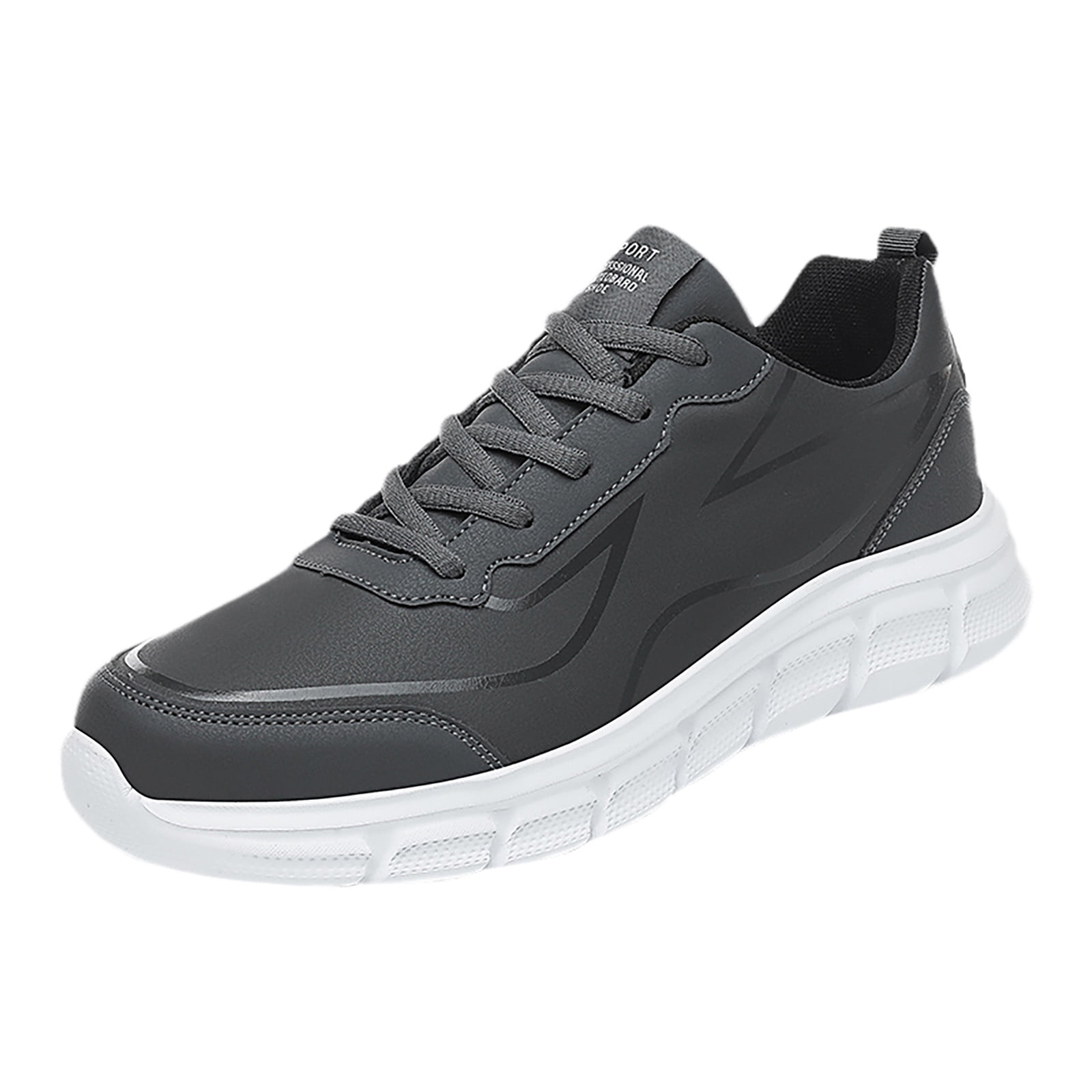 eileial Mens Sneakers Leather Running Shoes Trainers Sneaker Casual Hiking Shoes,Gray 11