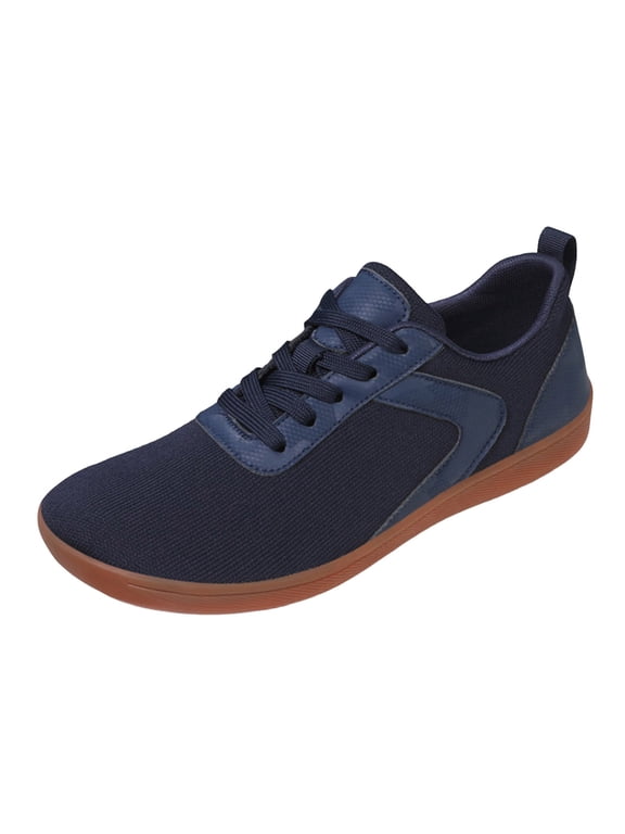 Mens Sneakers Outdoor Running Shoes Knit Breathable Walking Shoes, Wide Width,Dark Blue 8.5