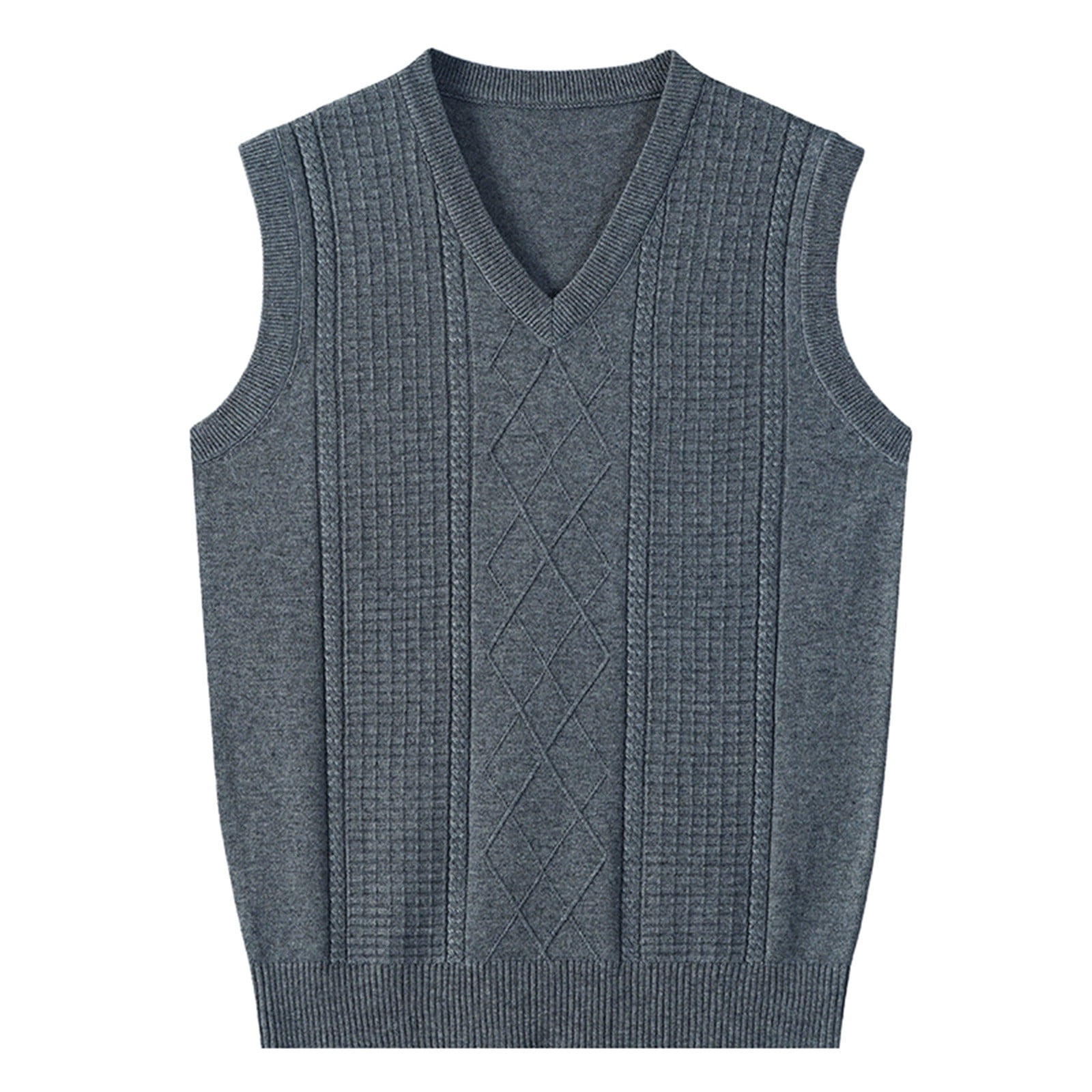 eileial Mens V-Neck Knitted Sweater Vest Solid Plain Sleeveless Pullover,Dark Gray XXXL