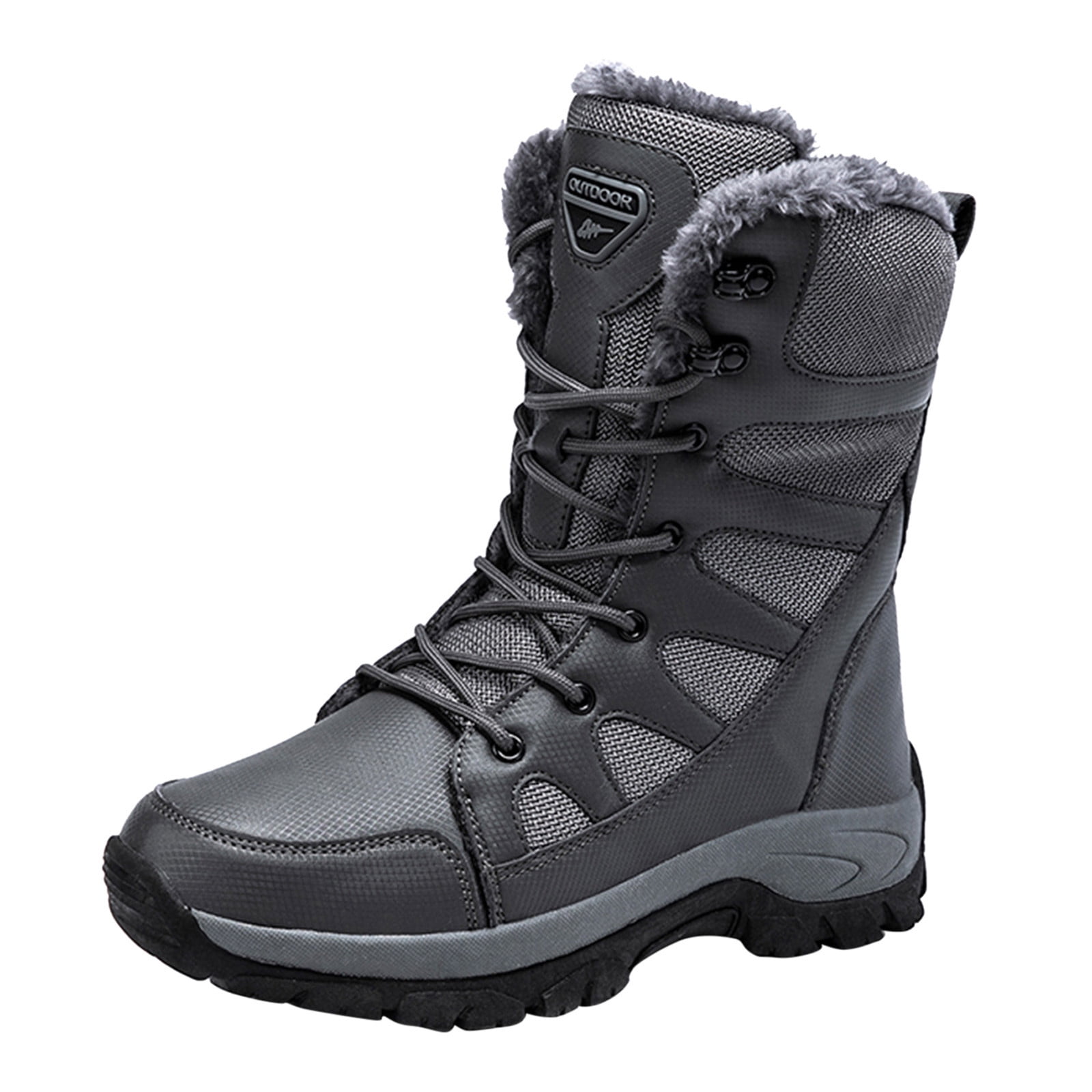 eileial Mens Winter Mid-Calf Snow Boots Lined Warm Waterproof Slip on Outdoor Athletic Snow Boots,A 8.5