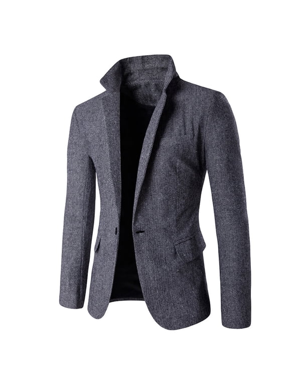 Retro Tweed Men's Suit Jackets HerringbOne Slim Fit Sport Coats Blazer Prom Business Casual Men Tux Jacket Wedding Blazers,Gray XL