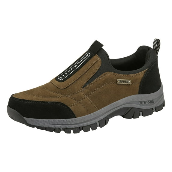 eileial Shoes Men Orthowalkway Mens Shoes Men's Arch Support Slip-on Canvas Loafers Orthopedic Sneakers,Brown 10.5