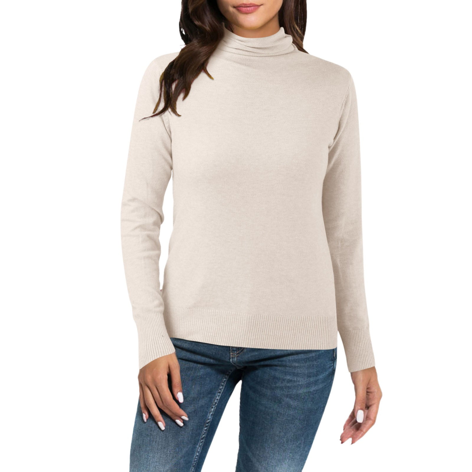 AUHEGN Women's Slim Fit Long Sleeve Turtleneck Top - Lightweight, Stretchy & Super Soft (Sizes S-XXL, Black) - View #12