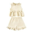 thumbnail image 1 of eileial Toddler Baby Girls Summer Clothes Short Sleeve T Shirts Shorts 2pcs Outfit 1t 2T 3T 4T 5T 6T Kids Set,White 12-18 Months, 1 of 6