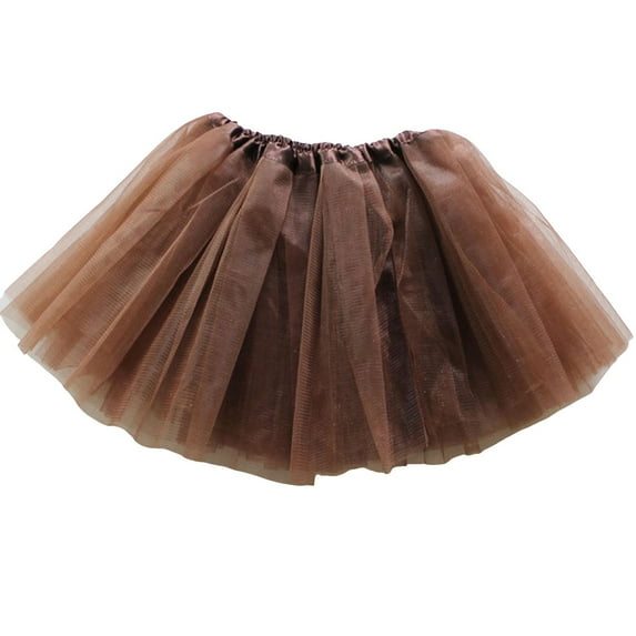eileial Tutu Skirt Girls Elastic Ballet Dance Skirts Layers Tulle Tutu for Toddler Kid Children,Coffee One Size