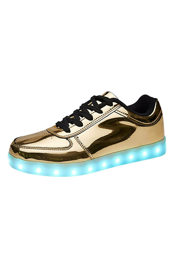 Unisex LED Shoes Fashion Light up Shoes Breathable USB Charging Light up Sneakers Glowing Luminous LED Shoes,Gold 7
