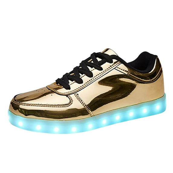 eileial Unisex LED Shoes Fashion Light up Shoes Breathable USB Charging Light up Sneakers Glowing Luminous LED Shoes,Gold 8.5