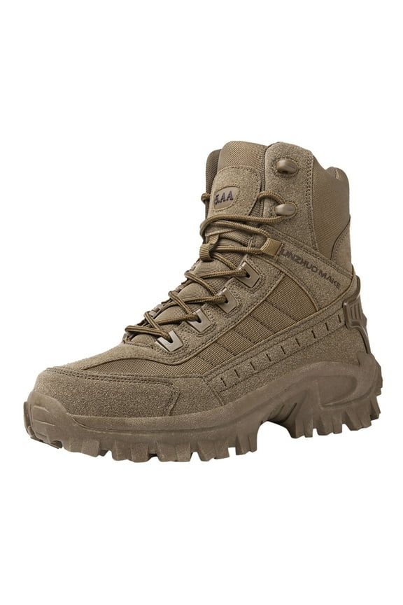 Waterproof Hunting Boots for Men, Hiking, Climbing, Trekking Lace-up Shoes with Thick Rubber Sole,Brown 9