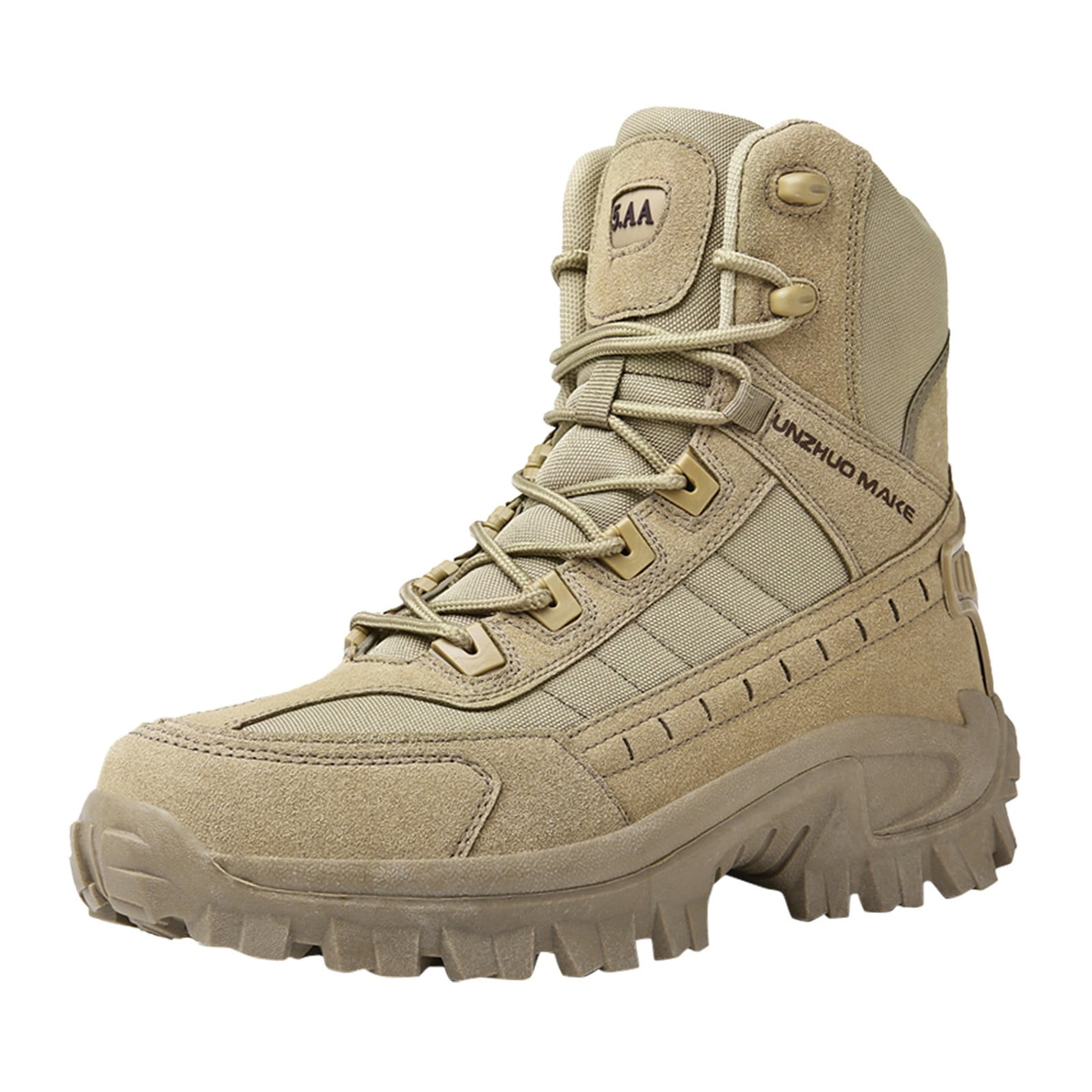 eileial Waterproof Hunting Boots for Men, Hiking, Climbing, Trekking Lace-up Shoes with Thick Rubber Sole,Khaki 10