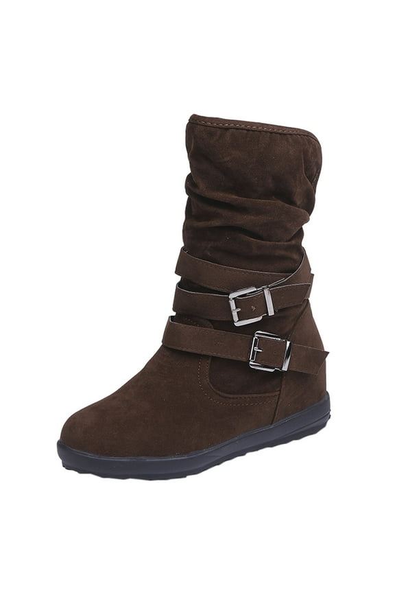 Wide Calf Slouch Boot Tall Knee High Women's Winter Shoes,Brown 9