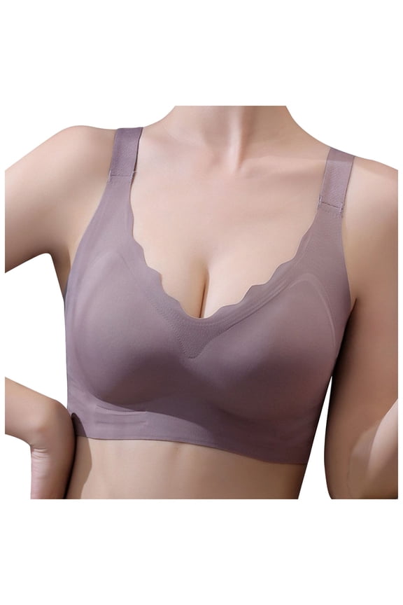 Women Bra Comfortable No Steel Ring Extra Large Sexy Chest Closed Top Sleep Adjustment Bra Bras for Women,Coffee M