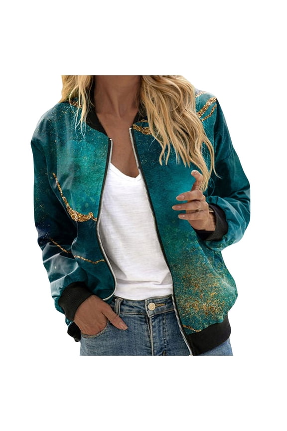 Women Jacket Jacket Women Coat Womens Outwear Retro Floral Casual Ladies Up Jacket Zipper Women's Coat(Green,S)