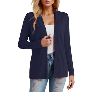 eileial Women's Long Sleeve Casual Blazer Work Office Bussiness Jacket with Pocket,Blue L