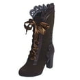 thumbnail image 1 of eileial Women's Mid Calf Lace up Victorian Boots Retro Winter Dress Shoes for Women Womens Boots,Brown 7, 1 of 6