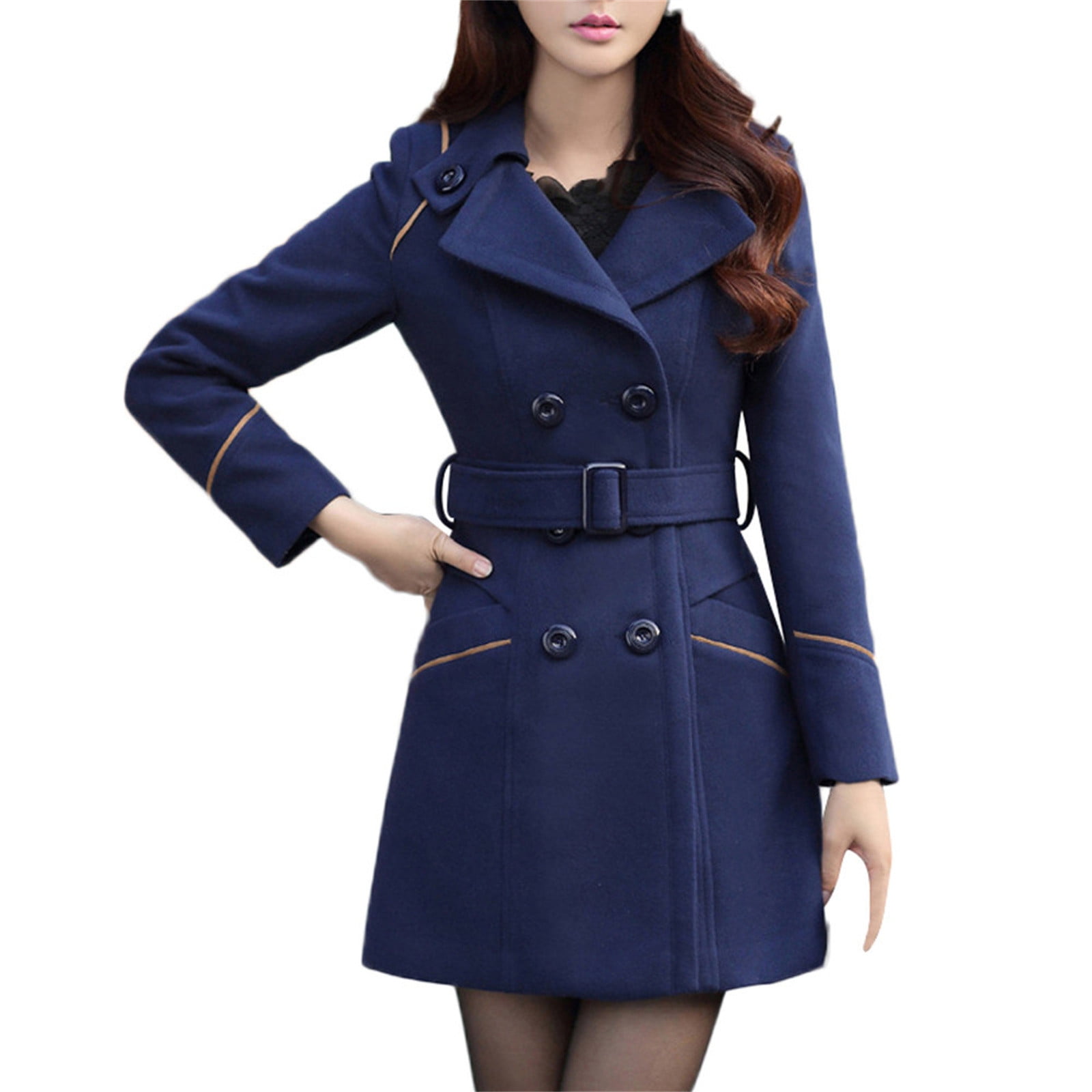 eileial Women's Single Breasted Wool Plus Size Coat Winter