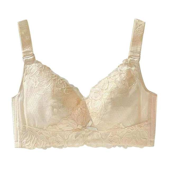 eileial Women's Underwire Unlined Bra Minimizers Non-Padded Full Coverage Lace Plus Size,Beige