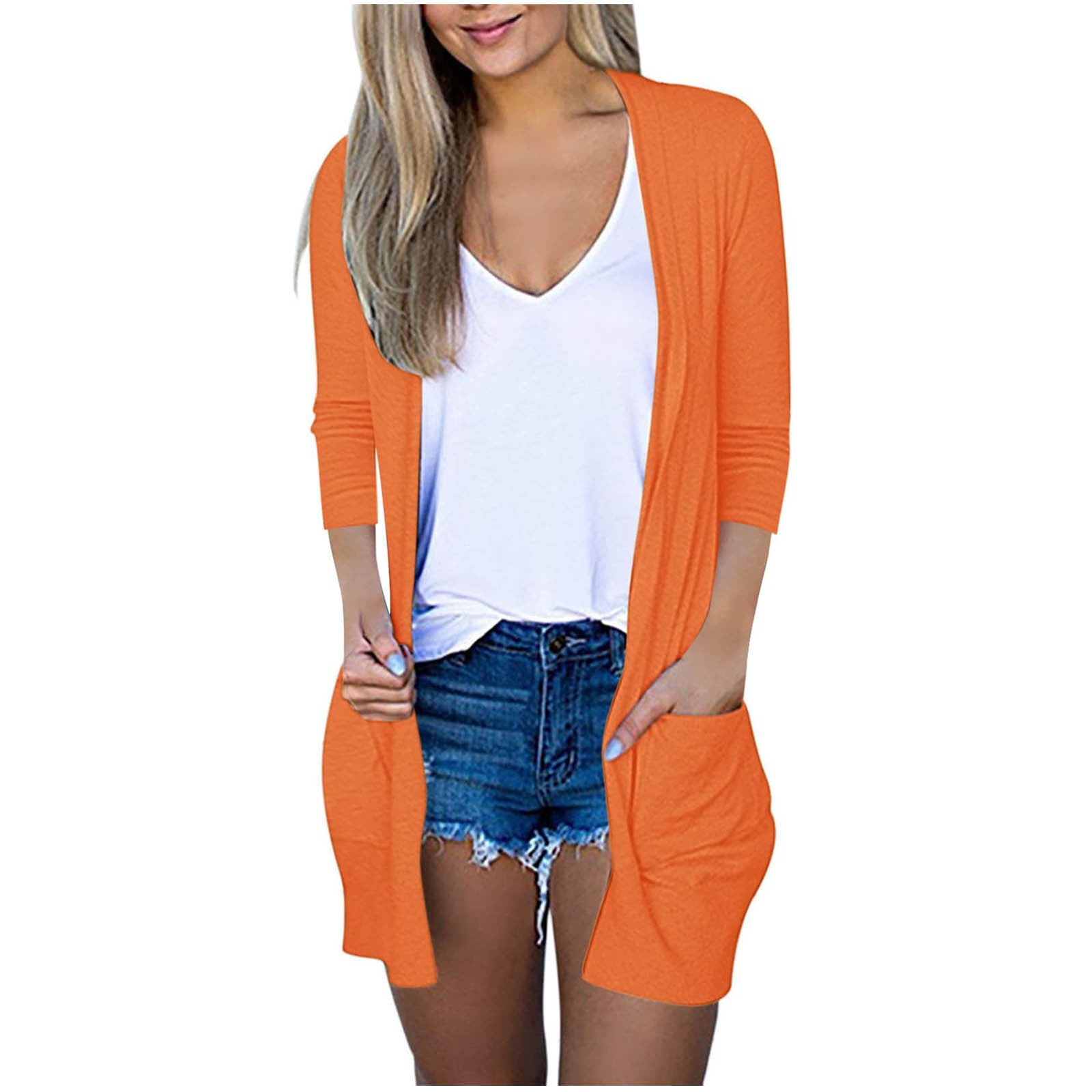 eileial Womens Autumn Solid Color Shirt Cardigan Jacket Fashionable