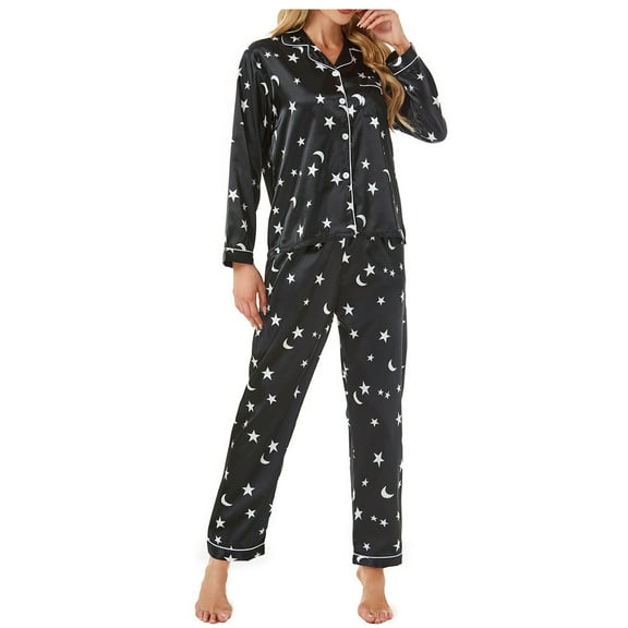 eileial Womens Cotton Pajamas Set Womens PJs Sleepwear for Women(Black,M)
