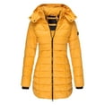thumbnail image 1 of eileial Womens Long Puffer Jackets Hooded Plus Size Casual Coats Full Zip Up Padded Warm Quilted Winter Coats,Yellow L, 1 of 2