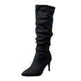 thumbnail image 1 of eileial Women's Knee High Pull on Fall Weather Winter Boots,Black 8, 1 of 6