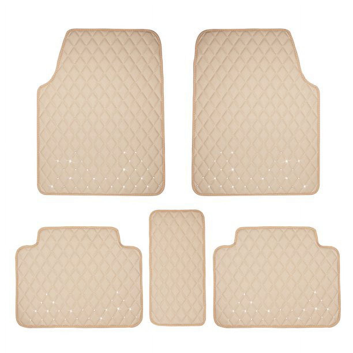 eing All Weather Pu Leather Floor Mats for Car SUV & Truck - 5 Pack/Set (Front & Rear), Heavy Duty Protection,Car Floor Cushion,Beige