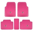 thumbnail image 1 of eing All Weather Pu Leather Floor Mats for Car SUV & Truck - 5 Pack/Set (Front & Rear), Heavy Duty Protection,Crown Car Floor Cushion,Pink, 1 of 7