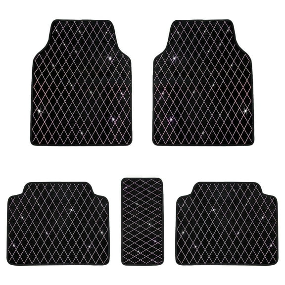 eing Automotive Floor Mats, Waterproof Anti Slip Car Floor Mats for Girls&Women,Upgraded Design with Friction ,Rhinestone Breathable Universal Mats for Cars Truck Van SUV,Set of 5pcs (Multicolor)