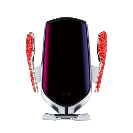 eing Bling Car Phone Mount,Cell Phone Holder for Car,Wireless USB Car Charger,Dashboard Cup Phone Holder,Automatic Clamping Fast Charger Compatible with iPhone Xs Max XR X 8 - Red