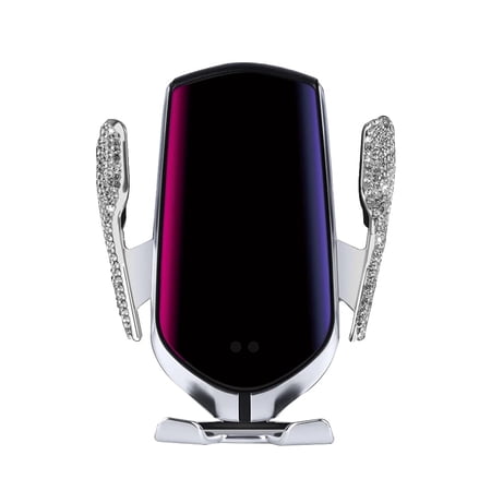 eing Bling Car Phone Mount,Cell Phone Holder for Car,Wireless USB Car Charger,Dashboard Cup Phone Holder,Automatic Clamping Fast Charger Compatible with iPhone Xs Max XR X 8 - Silver
