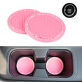 thumbnail image 1 of eing Car Coasters PVC Travel Bling Auto Cup Holder Insert Coaster Anti Slip 2pcs Crystal Vehicle Interior Accessories Cup Mats (2.75" Diameter) + 2Pcs Auto Start Decor,Pink, 1 of 7