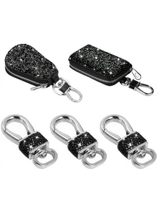 YEUHTLL Car Key Case PU Leather Fob Pouch Bag Zipper/ Snap Button Keyring  Car Remote Key Fob Bag Case Clear Window 
