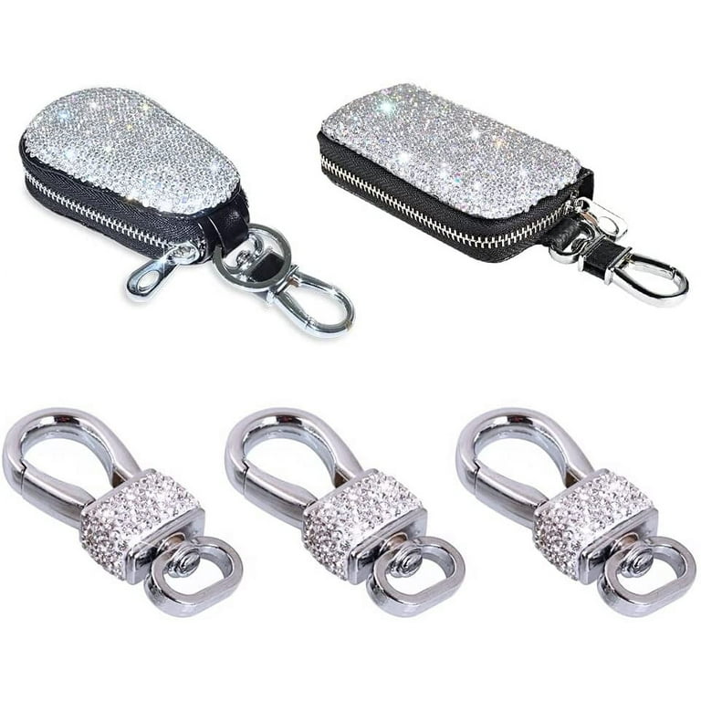 eing Car Key Case Leather Auto Smart Keychain Holder Metal Hook and Keyring  Zipper Bag for Remote Key Fob, Bling Key Ring with Pouch Bag,Handbag Charms  Purse Keychain for Women - (5Pack,Silver) 