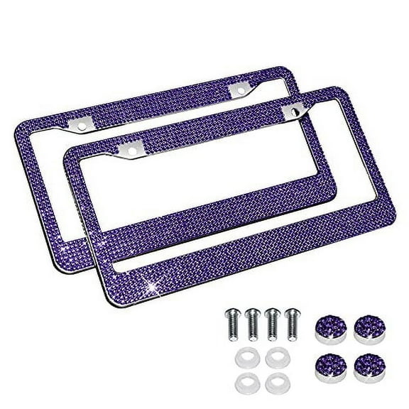 eing Car License Plate Frames Bling Crystal Diamonds Car Exterior Accessory for Women Girls,2pcs - Purple