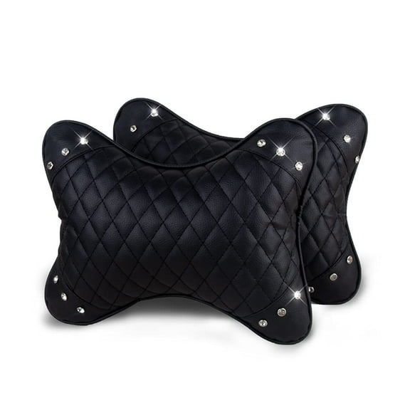 eing Car Neck Pillow Breathable Auto Head Neck Rest Cushion Bling Crystal Relax Neck Support Headrest Comfortable Soft Pillows for Travel Car Seat & Home - 2 Pcs