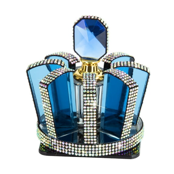 eing Car Perfume Ornaments 3D Bling Crystal Crown Perfume Car Accessories Refillable Glass Air Freshener Perfume Bottle for Car/Home/Office Decoration,Blue + Multicolor Diamonds